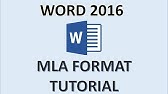 tutorial mla style format in word 2016 youtube
