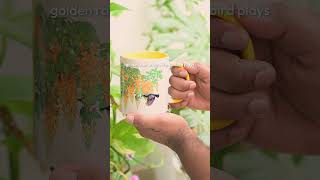 Golden rain where the sunbird plays 💛 | Nature themed Ceramic mug by Toowanza Studio