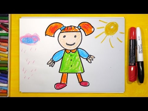 Как нарисовать Куклу, Урок рисования для детей от 3 лет