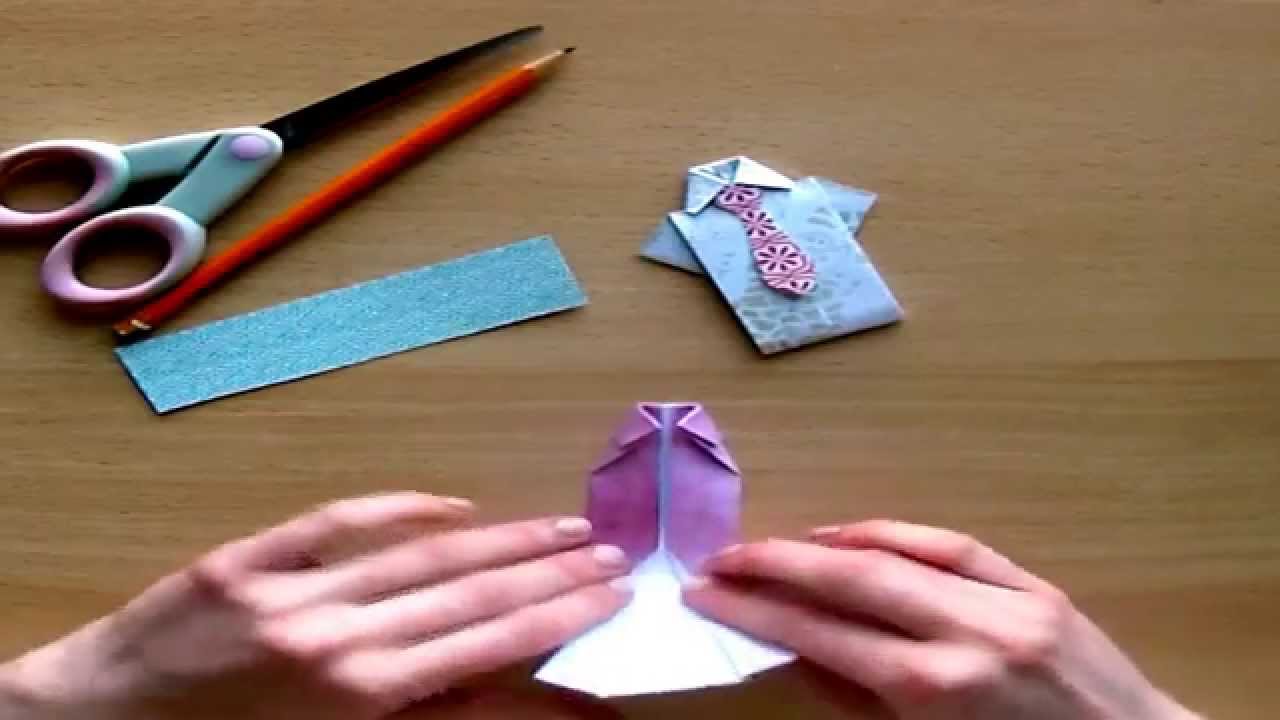 DIY Craft Tutorial - Fathers Day Origami Shirt and Tie - YouTube