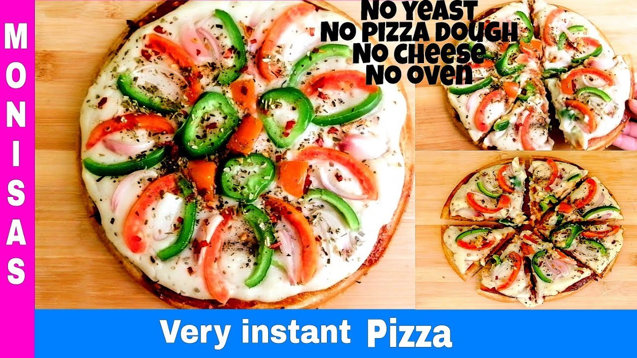 Very instant pizza pancake recipe |no pizza dough pan pizza recipe without oven by Monisa's kitchen