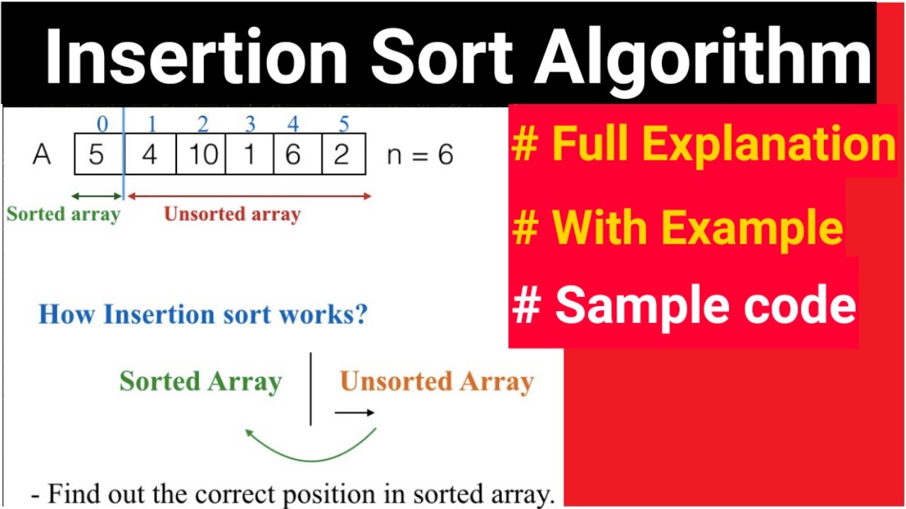 Insertion Sort Algorithm Full Explanation with code