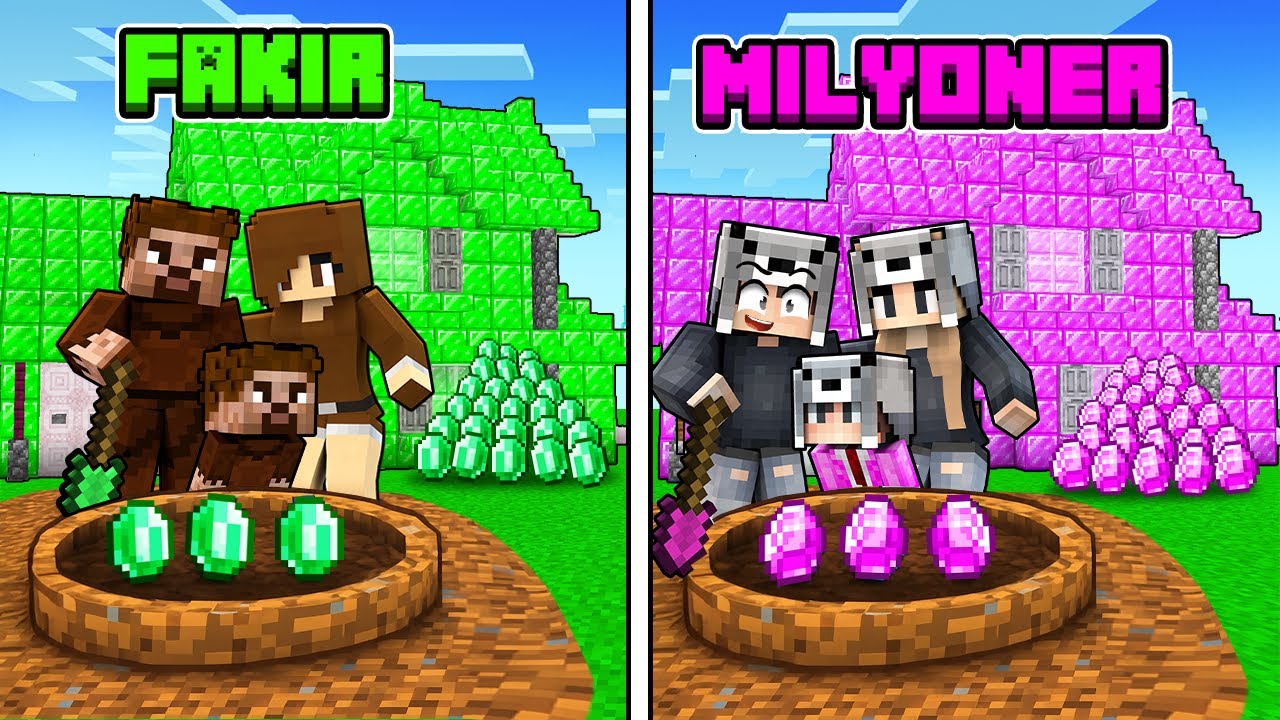 FAKİR Aile Zümrüt MEDENİYETİ vs MİLYARDER Aile Elmas MEDENİYETİ (Minecraft)