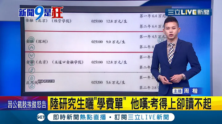 考得上卻讀不起？中國研究生曝學費單 北京清華大學"五道口金融學院"一學年學費竟高達新台幣約56萬？│【國際大現場】20220213│三立新聞台 - 天天要聞