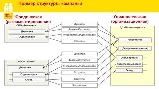 Структура Компании юридическая и организационная в 1С:ЗУП КОРП