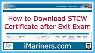 How To Download Stcw Certificate After Exit Exam From Dg Shipping
