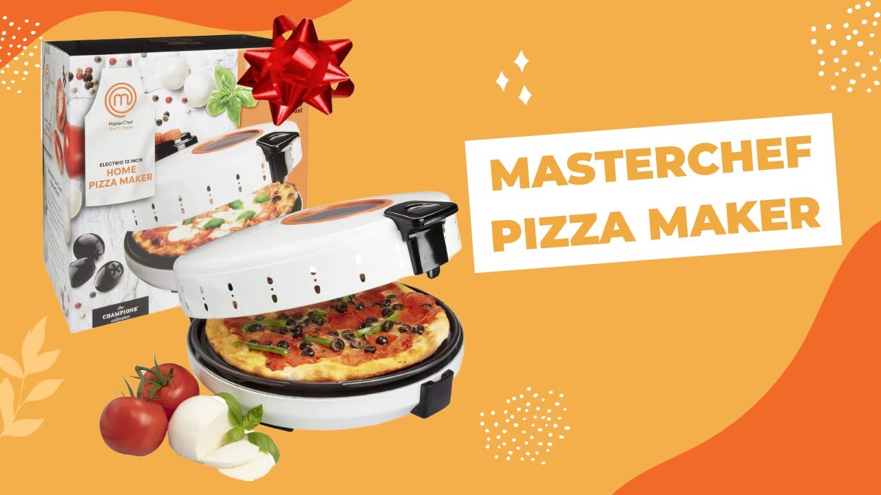 MasterChef Pizza Maker- Electric Rotating 12 Inch Non-stick Calzone Cooker  - Countertop Pizza Pie and Quesadilla Oven w Adjustable Temperature Control