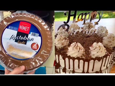 A101 MALZEMELERİYLE 15₺ MALİYETLİ  KOLAY DOĞUM GÜNÜ PASTASI YAPIMI/How to make a wet cake / asmr