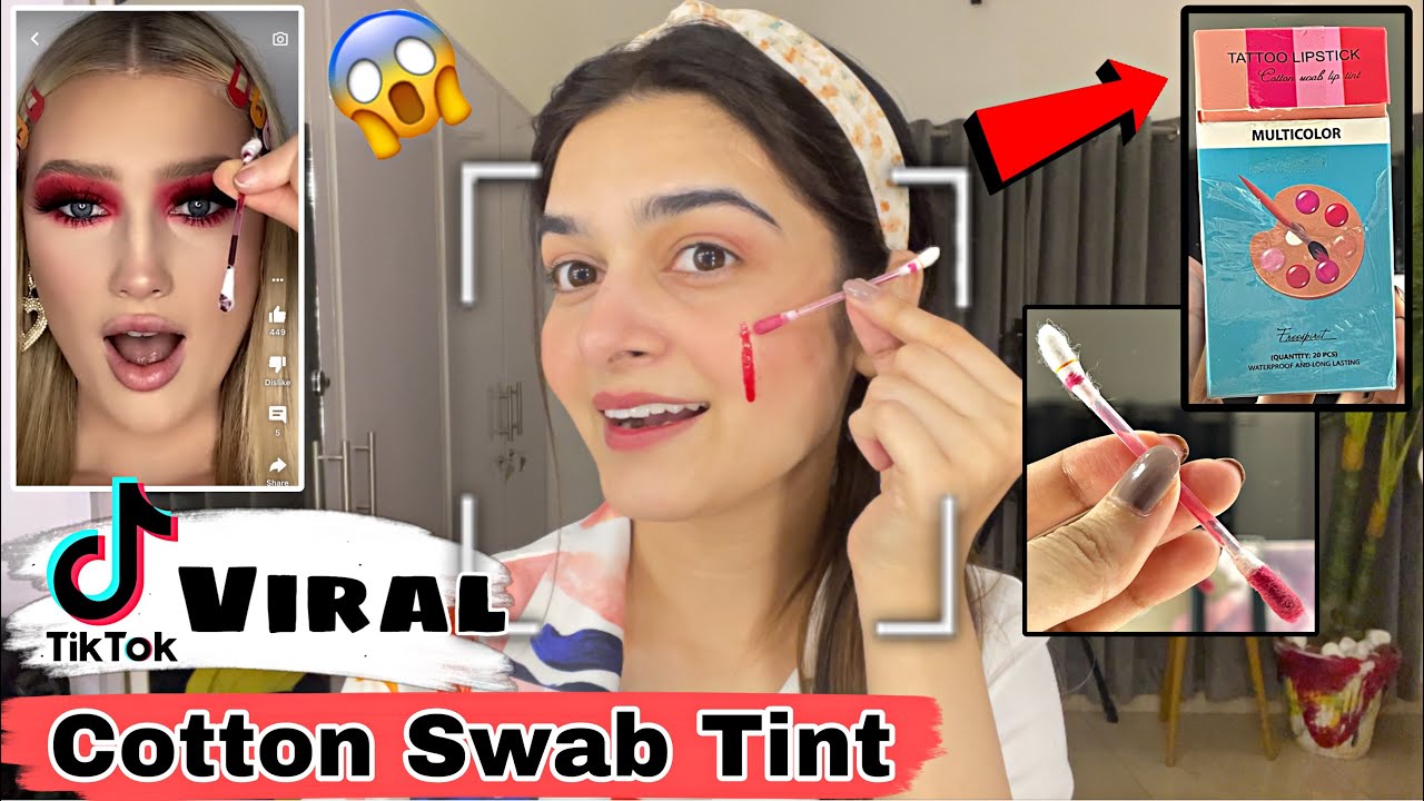 Testing Viral tiktok Cotton Buds Tint Long Lasting Tint Weird Beauty Products YouTube