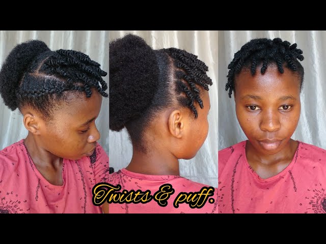 Twists Natural hair puff NATURAL HAIRSTYLE on SHORT HAIR.