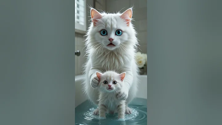 Video 10812331: bathtub cat, cat baby bathing, bathing cat white, blue eyed fluffy cat, cat falls, cat show