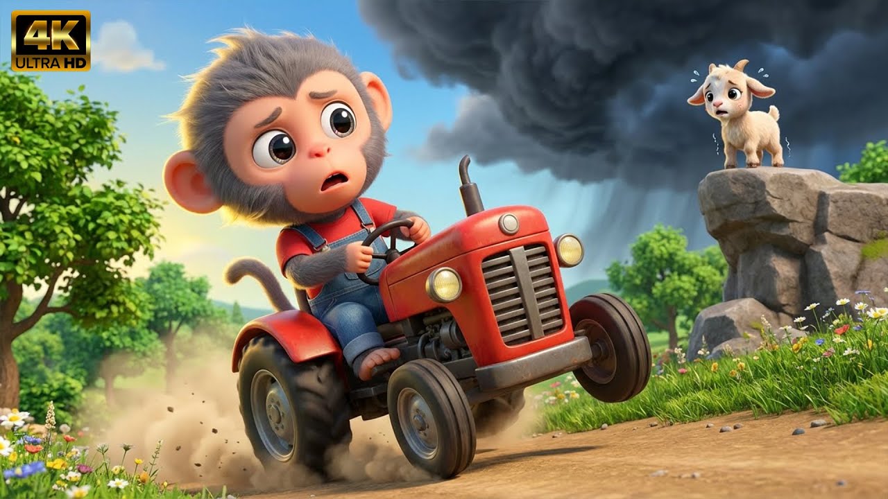 Baby Goat Missing! Monkey WCG Poco Drives His Tractor in a Race Against Time 🐐💨🚜