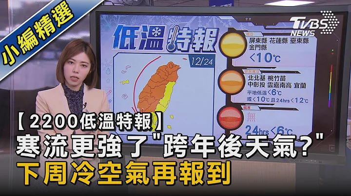 【2200低温特报】寒流更强了“跨年后天气?” 下周冷空气再报到｜十点不一样20221224 @tvbsnews02 - 天天要闻