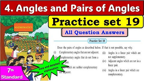 Practice Set 19 | Class 7 Maths | Chapter 4 – Angles and Pairs of Angles | Maharashtra Board