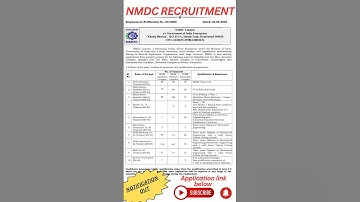 NMDC RECRUITMENT 2025 #nmdcrecruitment #nmdc #electrician #mechanicalengineering #ncl