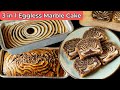 Easy 3 in 1 eggless marble cake  marble cake with 3 flavors  soft moist cake without oven