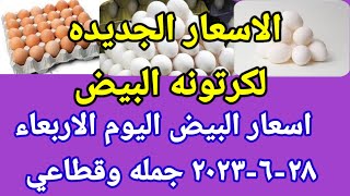 سعر البيض اسعار البيض اليوم الاربعاء ٢٨-٦-٢٠٢٣جمله وقطاعي فى مصر