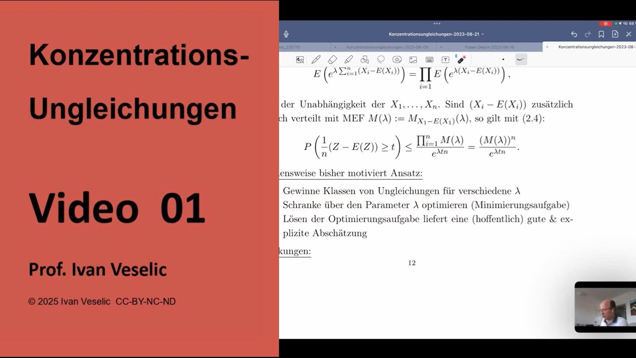 Vorlesung Konzentrationsungleichungen: Grundlegende Ungleichungen (Video 01)