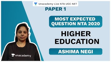 Most Expected Question NTA 2020 | Higher Education | Paper 1 | NTA UGC NET 2020 | Ashima