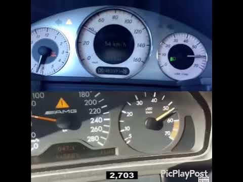 W210 E55 AMG vs W211 E500 top sped - YouTube