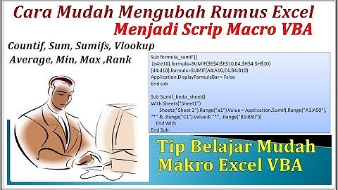 MENGUBAH RUMUS EXCEL MENJADI KODE  MACRO VBA  BELAJAR EXCEL UNTUK PEMULA