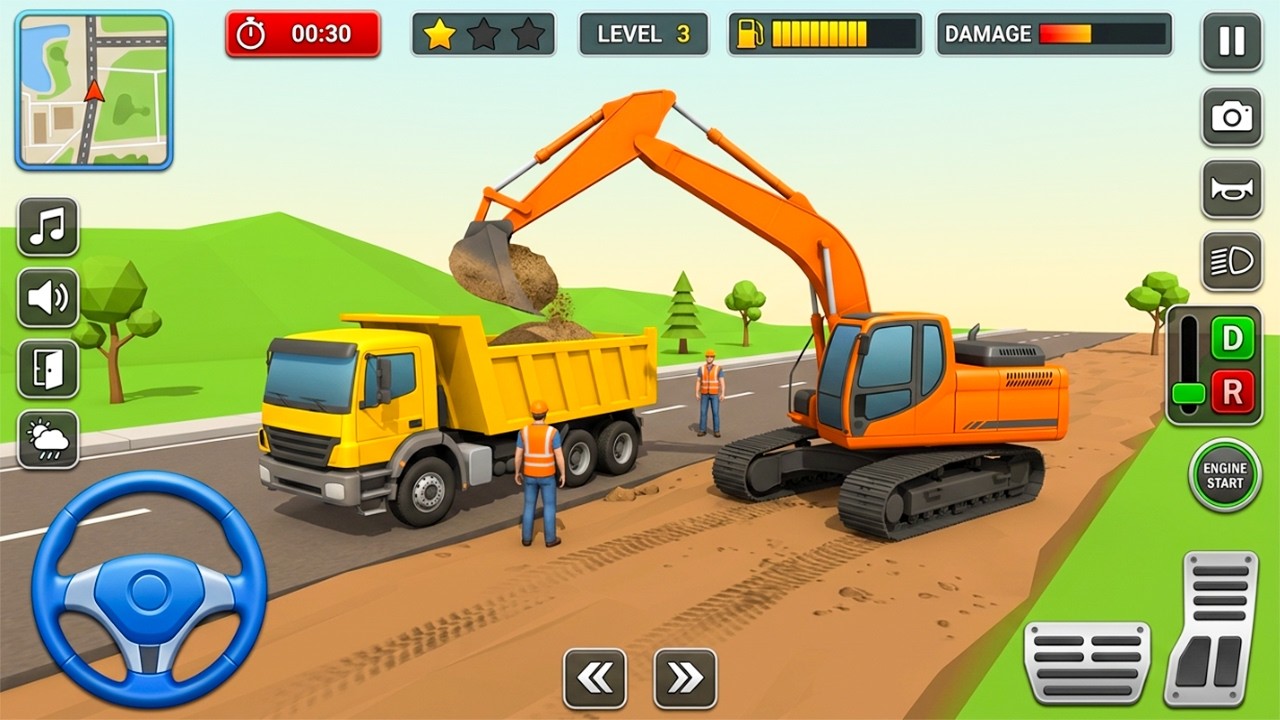 JCB Excavator Working on Road Project | Construction Simulator | Android Gameplay