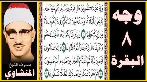 صفحة 8 - سورة البقرة - وإذ نجيناكم من آل فرعون يسومونكم سوء العذاب يذبحون أبناءكم ويستحيون نساءكم