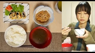 ネバネバ納豆の和食を女が食べるだけ【食事動画】