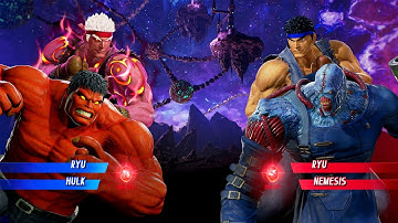Evil Ryu & Hulk VS Ryu & Nemesis (Very Hard) - Marvel vs Capcom | 4K UHD Gameplay