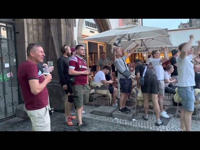 West Ham Fans Sing We are CHAMPIONS of EUROPE in Prague class=