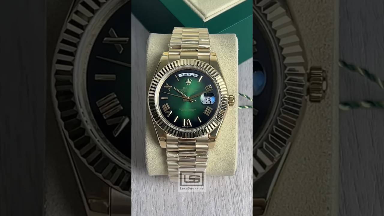 RELÓGIO DAY-DATE GOLD GREEN BASE ETA LEGÍTIMA 