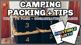 CAMPING PACKING LIST  FAMILY TENT CAMPING  CAMPING HACKS AND TIPS  CAMPING WITH KIDS  ORGANIZE