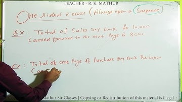 Rectification of errors One sided error - Sales return & Purchase return Undercast With examples
