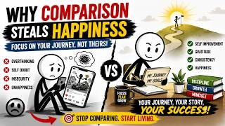 Why Comparison Steals Happiness 😔 | Focus on Your Own Journey | Motivational Stickman