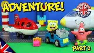 Spongebob Squarepants Toy Adventure - Plane &amp; Bikini Bottom Bus Episode - Duplo Airport Story