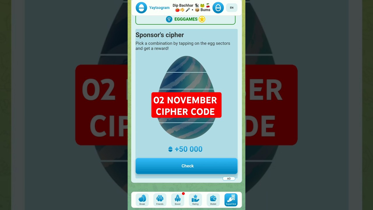 Yaytsogram 02 November Cipher Code | Today Yaytsogram Cipher Code 