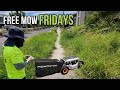 Remote controlled lawn mower cleans up wild overgrown yard