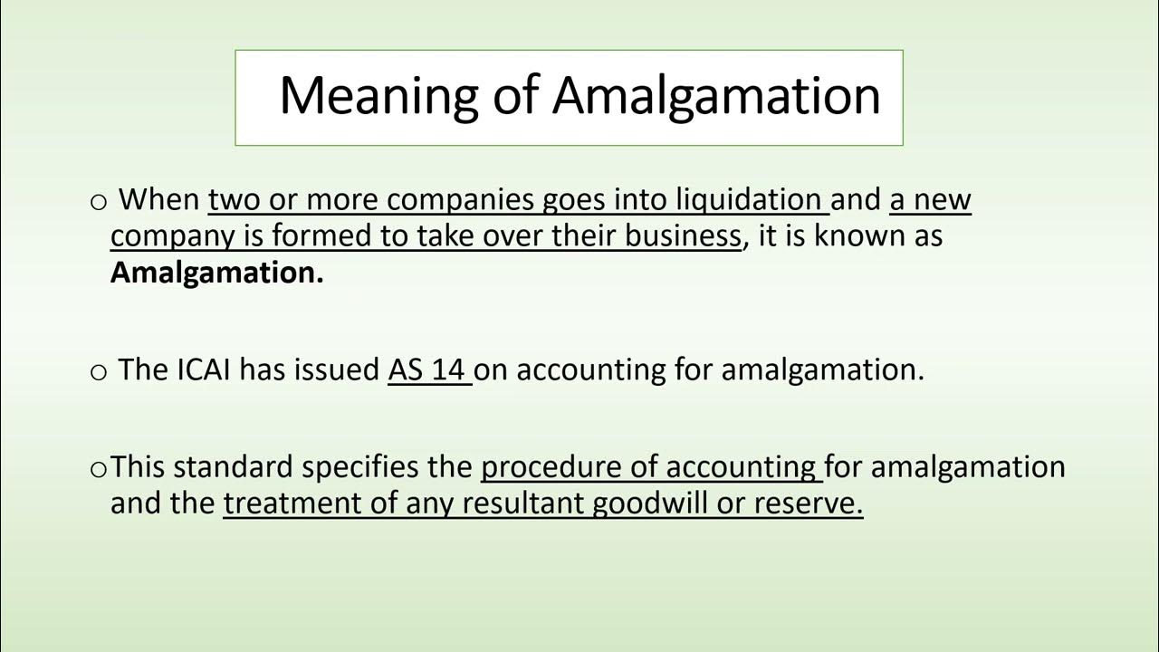 Amalgamation, Absorption and External Reconstruction YouTube