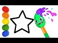 Glitter stars coloring & drawing for kids, toddlers with Groovy The Martian Cartoon & nursery rhymes
