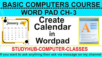 Wordpad Chapter no - 3 Create calendar in Wordpad Complete Basic Computer Course in Hindi #computer