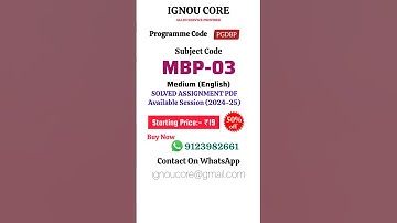 MBP 03 Solved Assignment PDF 2024-25 in English, PGDBP program MBP-03 Solved assignments