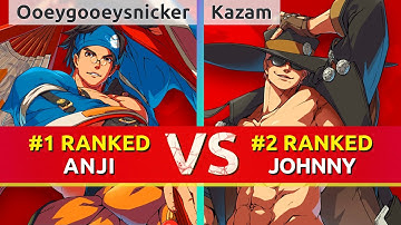GGST ▰ Ooeygooeysnicker (#1 Ranked Anji) vs Kazam (#2 Ranked Johnny). High Level Gameplay