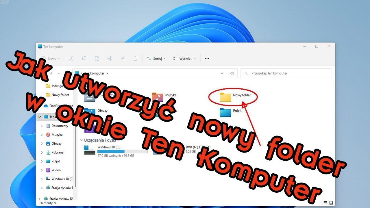 Jak utworzyć nowy folder w oknie Ten Komputer - YouTube
