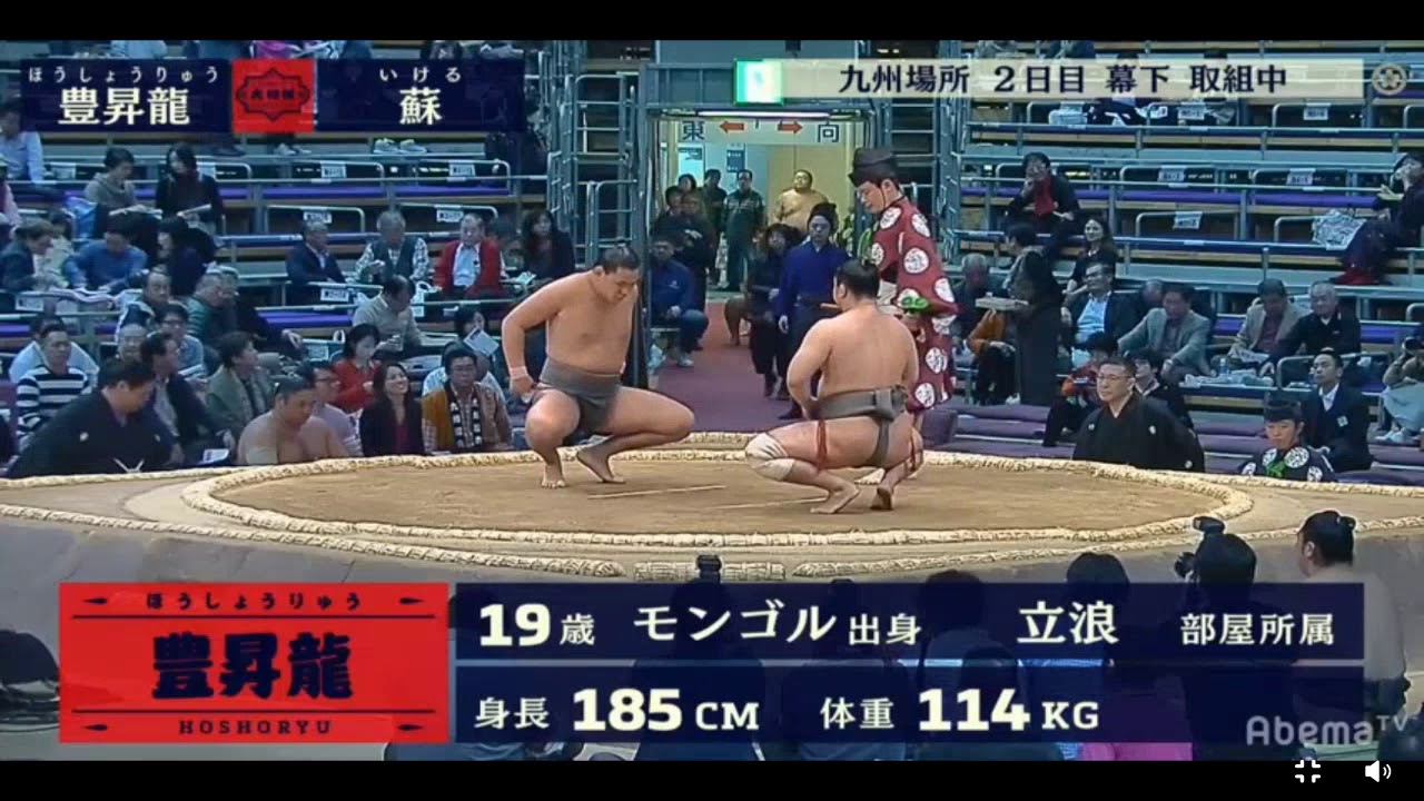 wrestling moves Hoshoryu 豊昇龍 v Ikeru 12 November 2018 Day 2