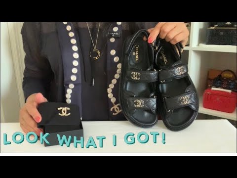 Chanel Unboxing, Chanel Dad Sandals, Chanel Slim Scarf, Chanel Brooch