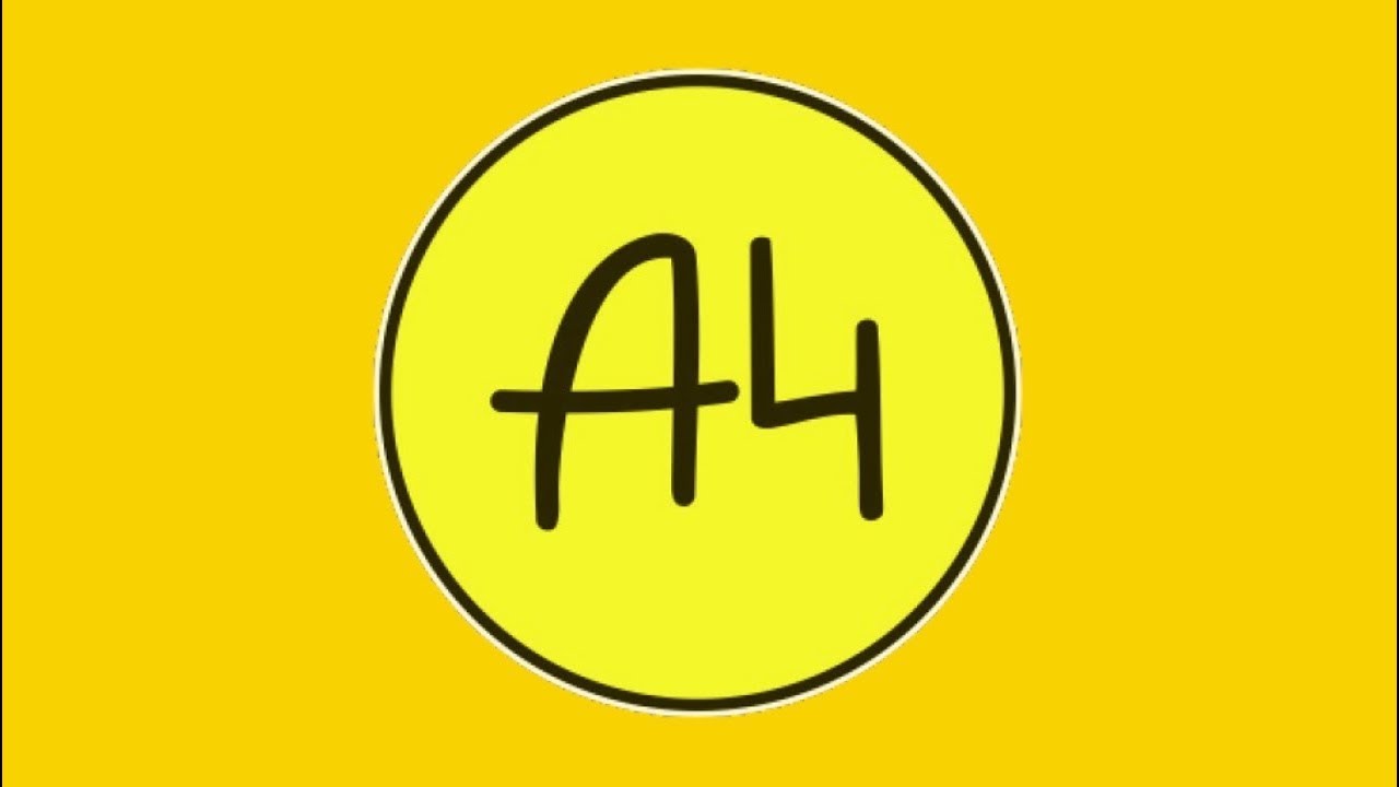 Канал 4 бумага. Желтая эмблема. Значок а4 желтый. Надпись на желтом фоне. А4 логотип желтый.
