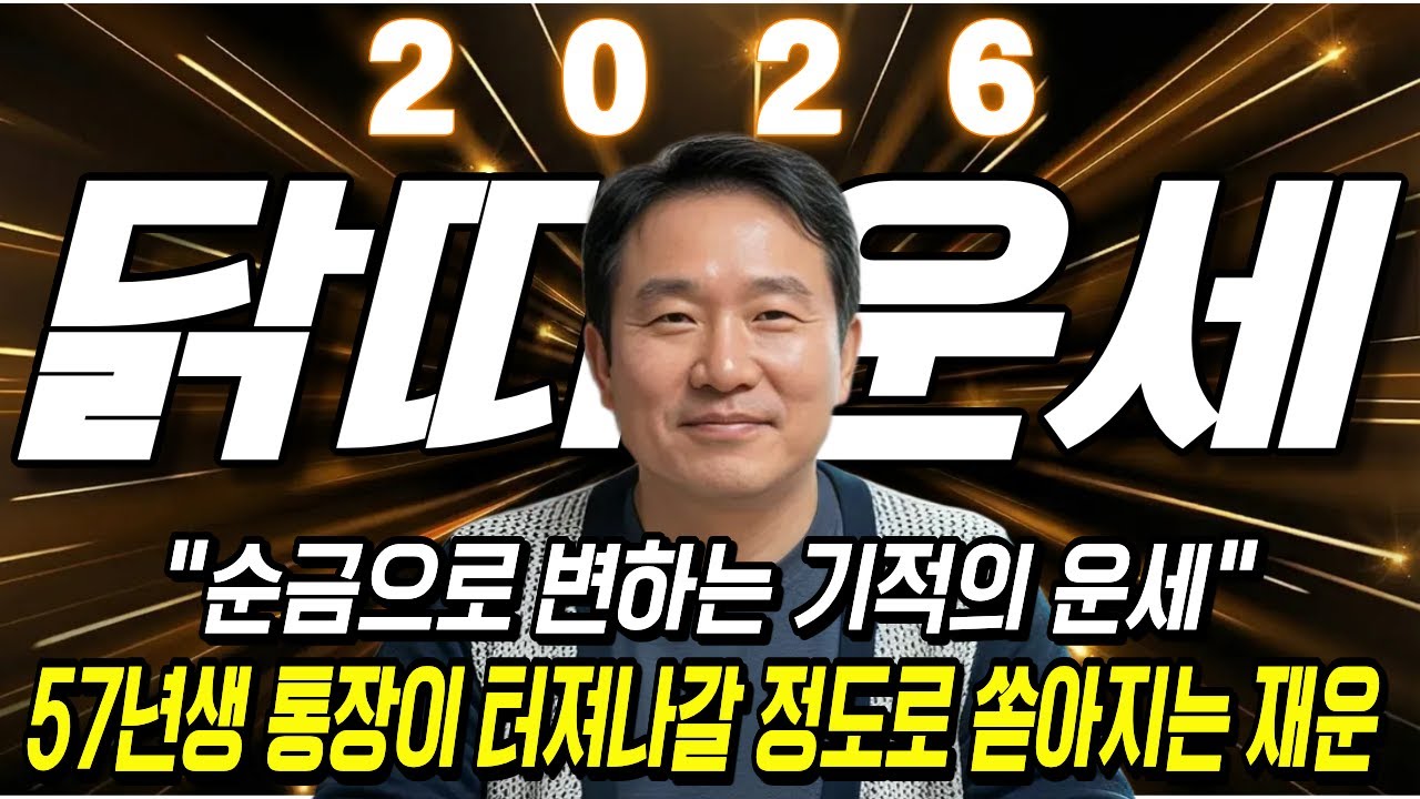 🐔2026년 병오년 57년생 닭띠운세🐔 화련징금 대운 시작! 금전운·인복·문서운 ‘한꺼번에’ 터진다 /정유년생