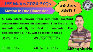 A body starts moving from rest with constant acceleration covers displacement S1 in first (p – 1) ..