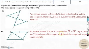 G9Adv 8 Use the SSS congruence criterion for triangles to solve problems and prove relationships in