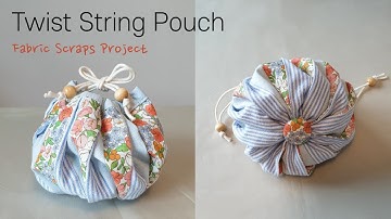 DIY 자투리원단으로 스트링파우치 만들기/몰드 없이 싸개단추 만들기 - How to make a string pouch out of fabric scraps
